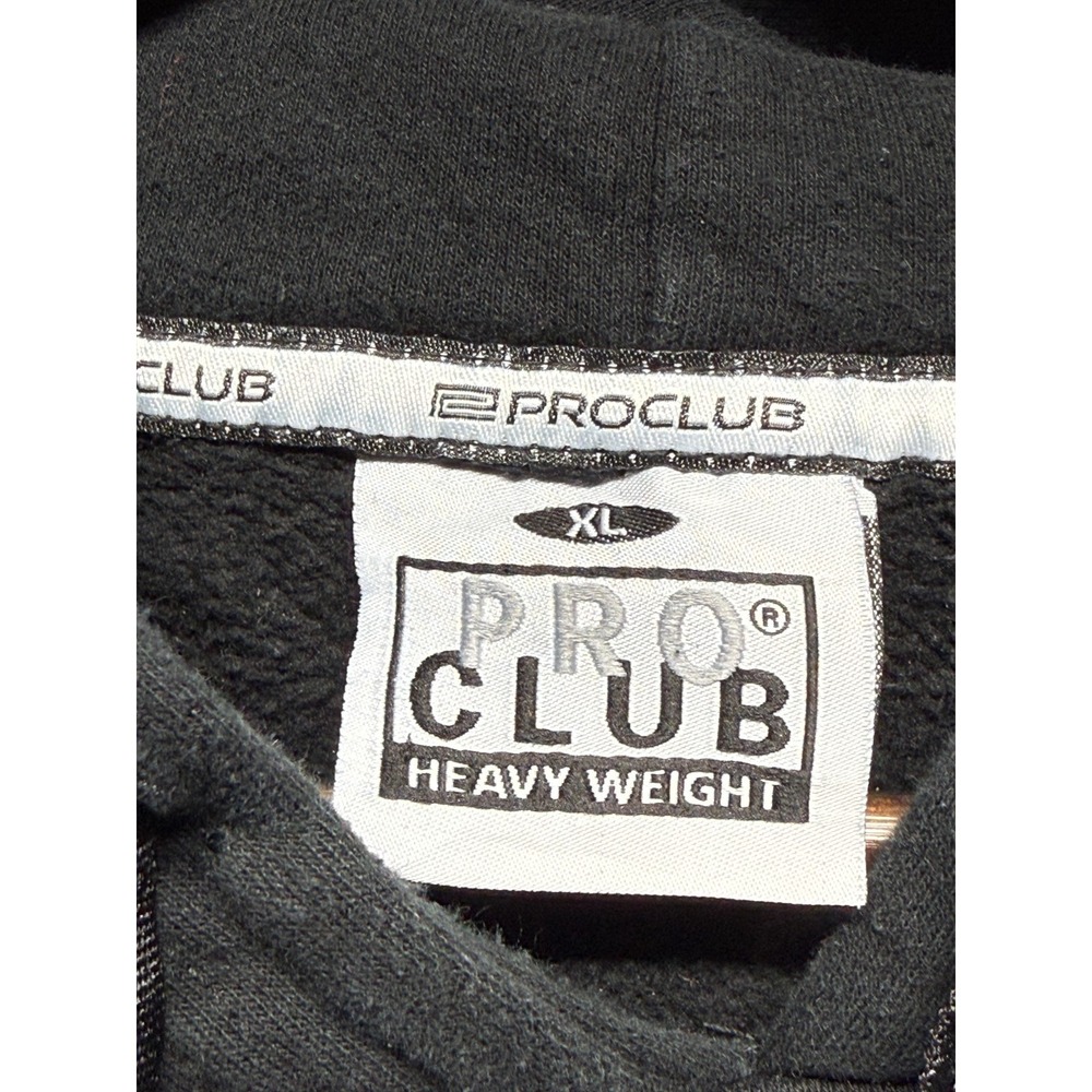Pro Club Heavyweight Hoodie Mens XL Black Cotton Fleece Lined Ribbed Pullover - Picture 4 of 8